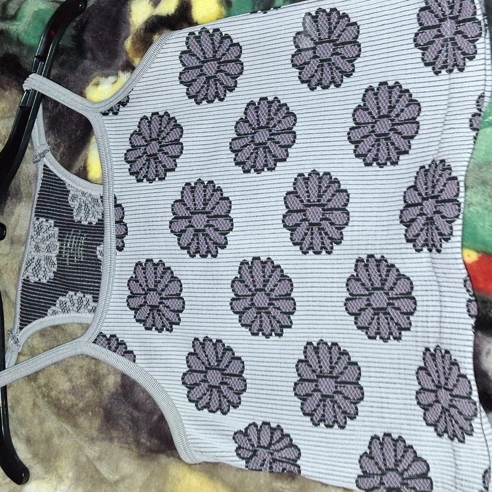 Gray and Black Floral Tank Top